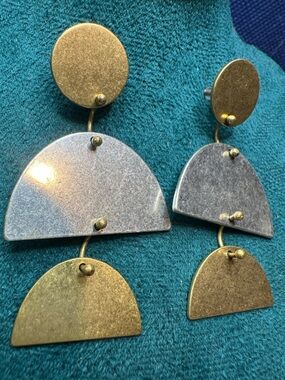 Madewell Brass and Sterling Post Geometric Modernist Earrings